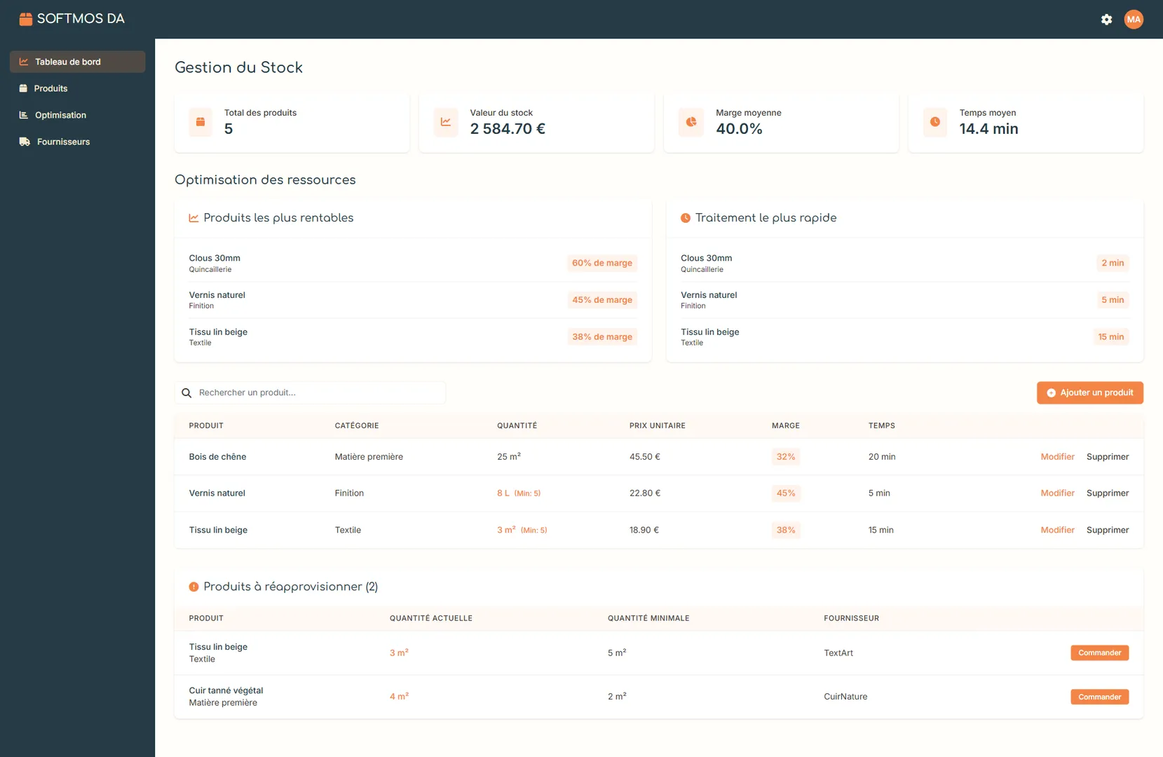 Interface backend Node.js